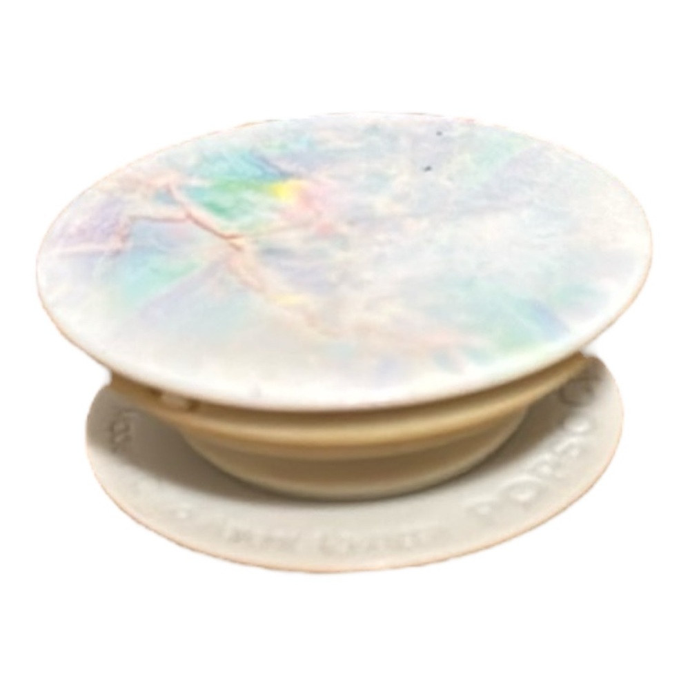 Phone Grip | White and Bright Multicoloured Marble